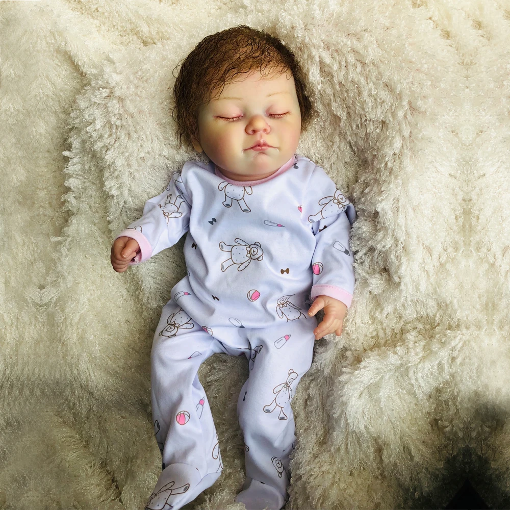 20 дюймов полный Винил кремния Reborn Baby Doll богатая картина bebe реалистичные
