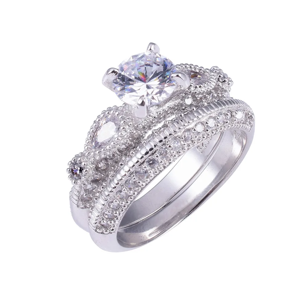 Роскошные Дракон четыре когти 1.2ct Имитация бриллиантовое кольцо 2 в 1 твердая 925
