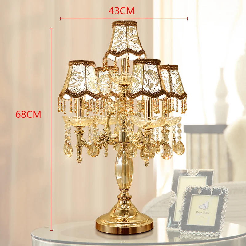 Gold T-stage led Table Light Crystal candle holder student desk Lamp Office Led Bedroom Large European Candlestick wedding lamp | Освещение
