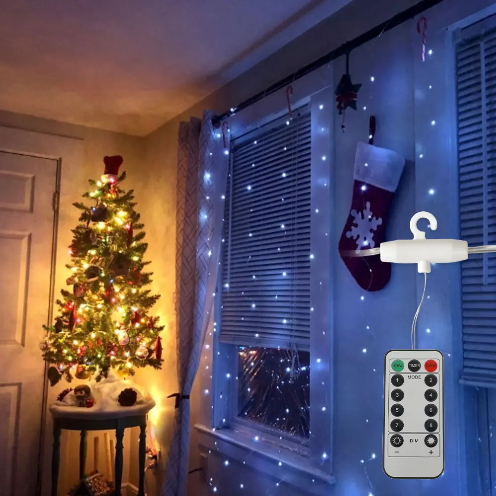 

3*3M LED USB Power Remote Control Fairy Lights 300 LEDs Curtain String Light Christmas Garland Party Window Decor Wedding Light