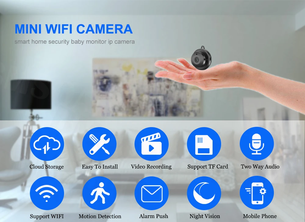 Беспроводная мини Wi-Fi ip-камера с разрешением 720 P, облачное хранилище, инфракрасное ночное видение, умный дом, безопасность, детский монитор, обнаружение движения, sd-карта