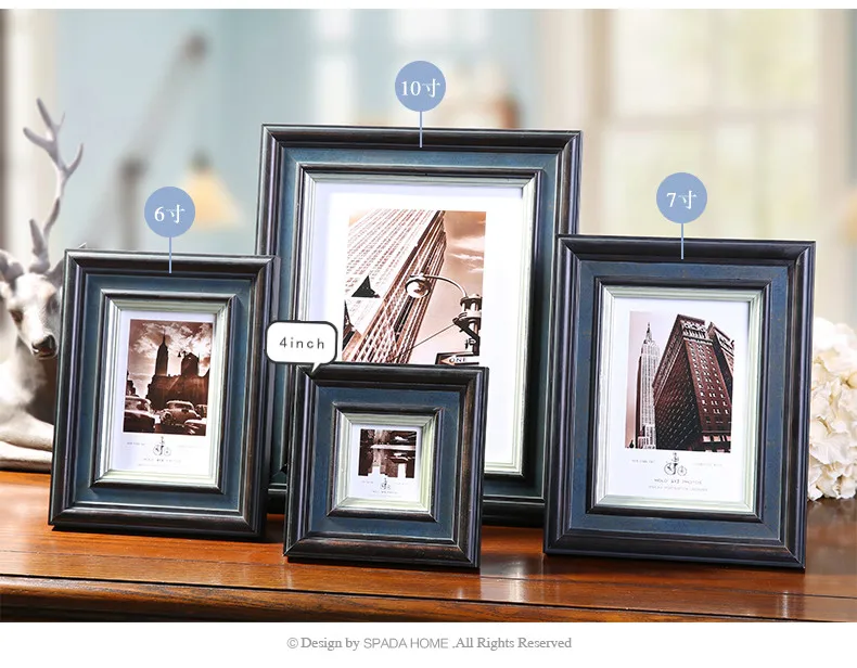 1pc Dark Blue Frame 1 шт Настенная фоторамка мульти Винтажный стиль комбинация детская антикварная рамка для семейной фотографии белый синий желтый золотой серый Марко - Цвет: 1pc Dark Blue Frame