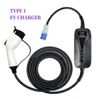 Тип 1, зарядное устройство для электромобиля, уровень 2, 32 А, портативное зарядное устройство для электромобиля, вилка CEE, 220-240 В, автомобильный зарядный кабель SAE J1772
