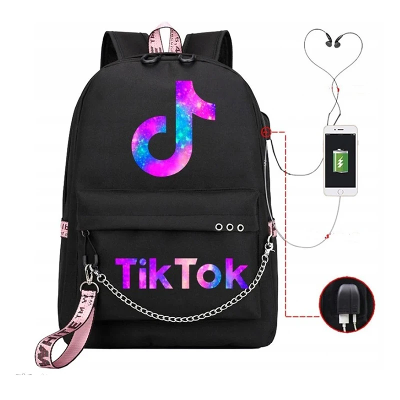 Рюкзак Tik Tok с Usb зарядкой школьный ранец для подростков вместительная
