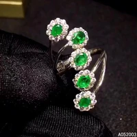 kjjeaxcmy fine jewelry 925 sterling silver inlaid natural gemstone emerald new female miss girl woman ring fashion