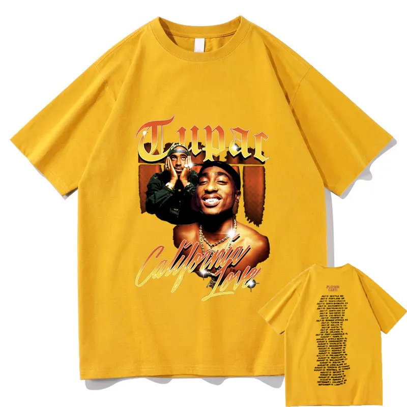 Awesome Tupac 2pac Rap Tshirt Oversized Harajuku Logo Print Tee Short Sleeve Regular Mens Quality Playboi Carti Hip Hop T Shirts