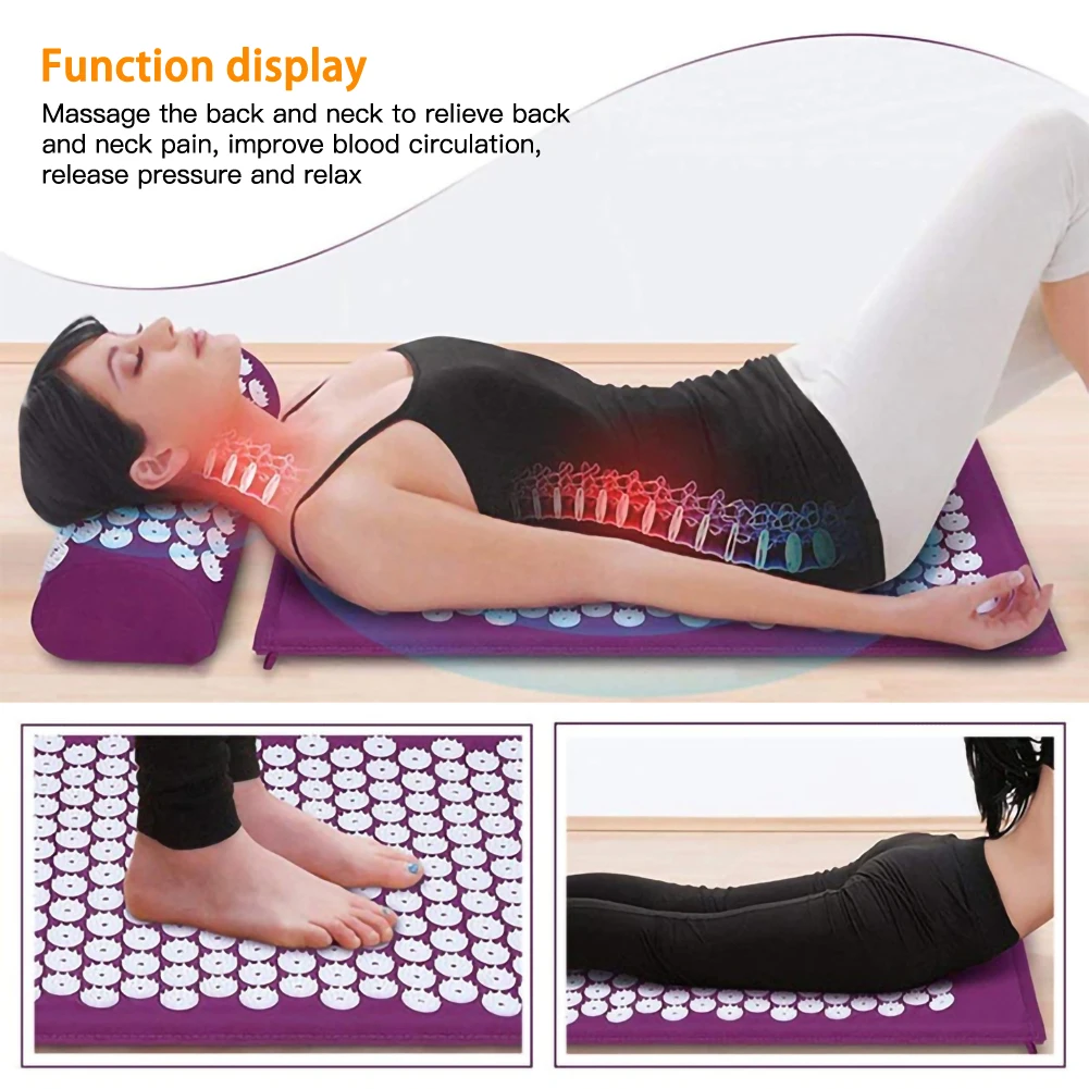 

Lotus Acupuncture Massage Mat Pillow Set Fitness Yoga Mat Spiky Cushion for Therapy Back Neck Pain Relief Sciatic Pain Muscle
