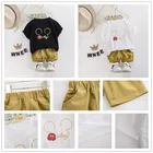 Детский летний костюм-двойка с рисунком медведя, крокодила и шортов