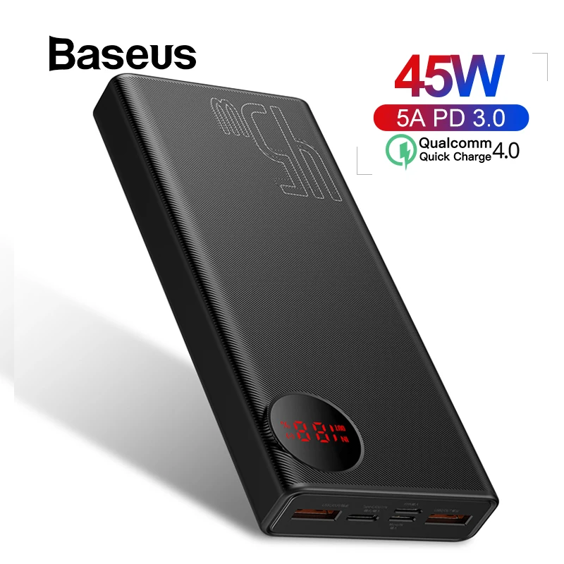 Baseus 20000 мАч Внешний аккумулятор USB PD Быстрая зарядка внешний аккумулятор для iPhone 11 Pro Max Xiaomi Quick Charge 4,0 3,0 внешний аккумулятор
