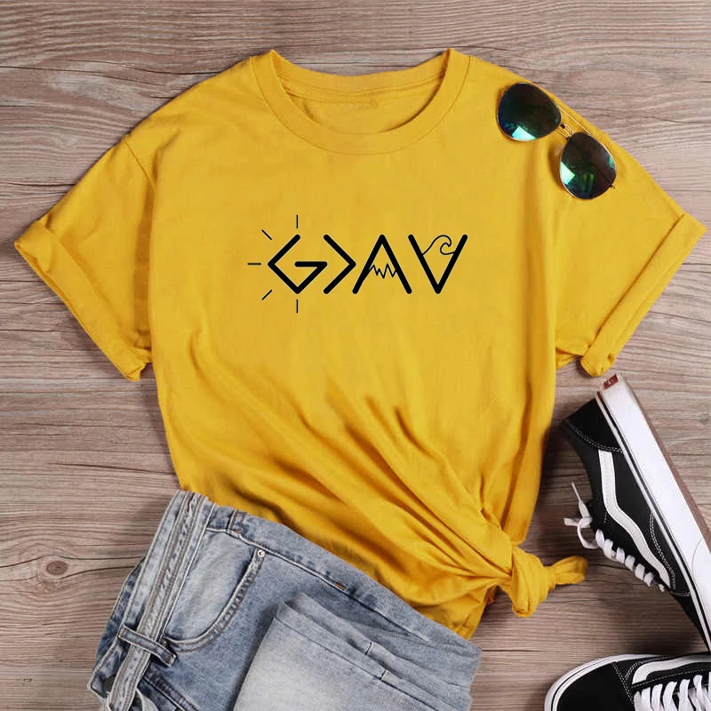 Новый дизайн! Бог больше чем высокие и низкие футболка смешные 100% хлопок tumblr