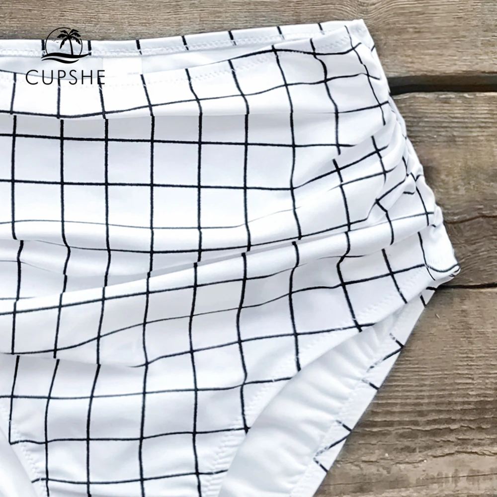 CUPSHE/розовые и клетчатые комплекты бикини с высокой талией женские сексуальные