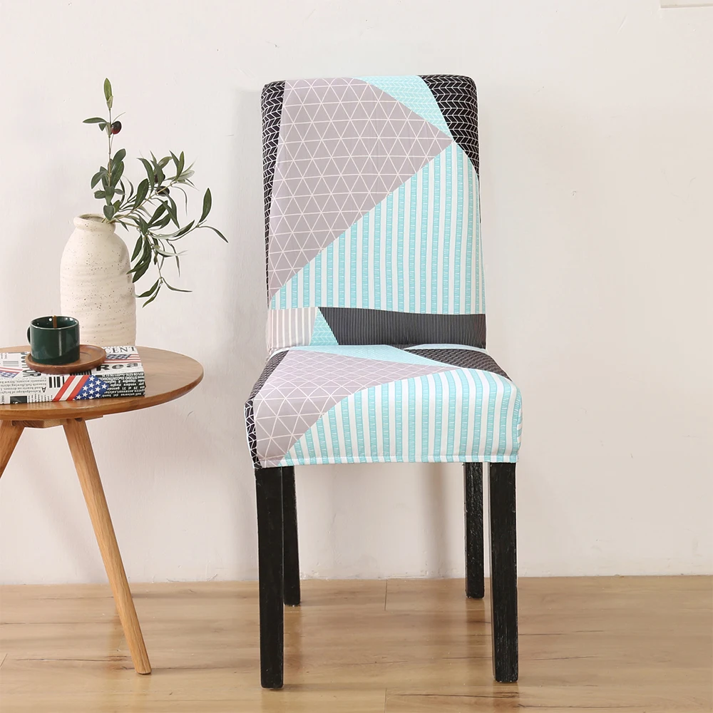 1Pc Geometric style Chair Cover Elastic Fabric Soft Dining Covers Dust-proof Protector Seat Restaurant Protect | Дом и сад