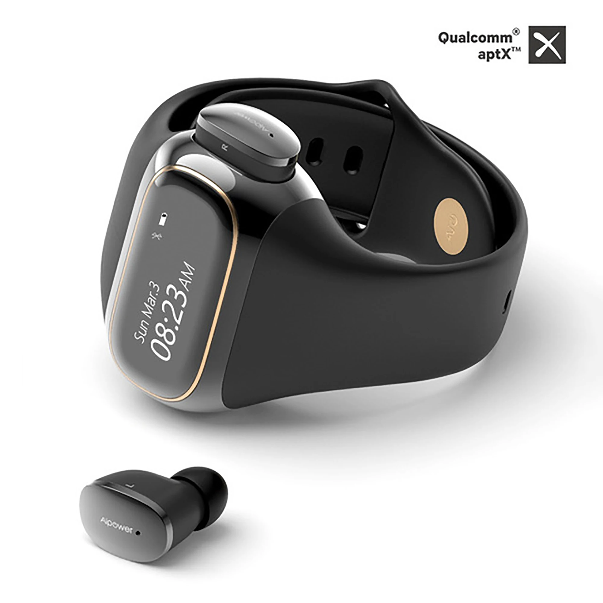 Беспроводные наушники Wearbuds Aipower фитнес-трекер 2 в 1 с Bluetooth 5 Aptx Ipx6 моно-режим время