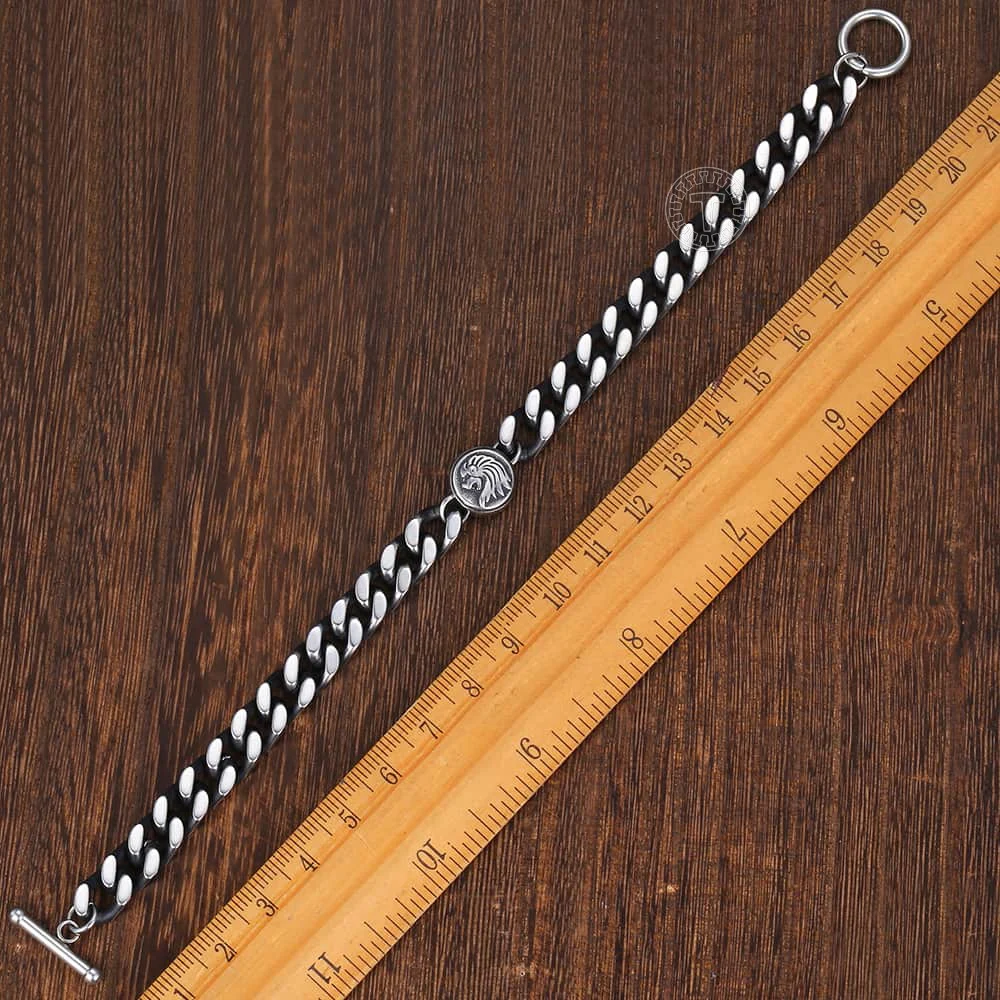 Мужской браслет из нержавеющей стали подвеска Лев кубинская звеньевая цепочка