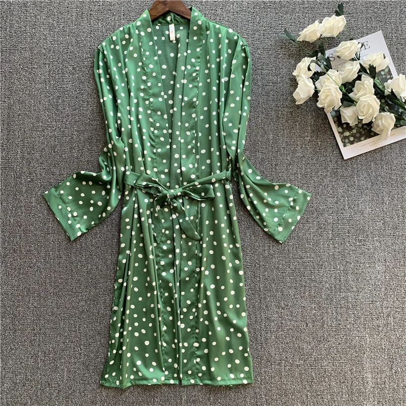 Женская сексуальная пижама дамские шелковые халаты халат с длинным рукавом