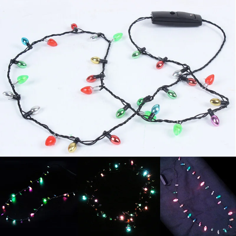

1 Pcs Mini Flashing Light-up Blinking Christmas Lights Costume Necklace 8 LED Bulbs SDF-SHIP