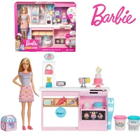 barbie model doll gfp59 pie decorating toy with blonde pop kitchen island cooking house toys for girl birthday gift gfp59