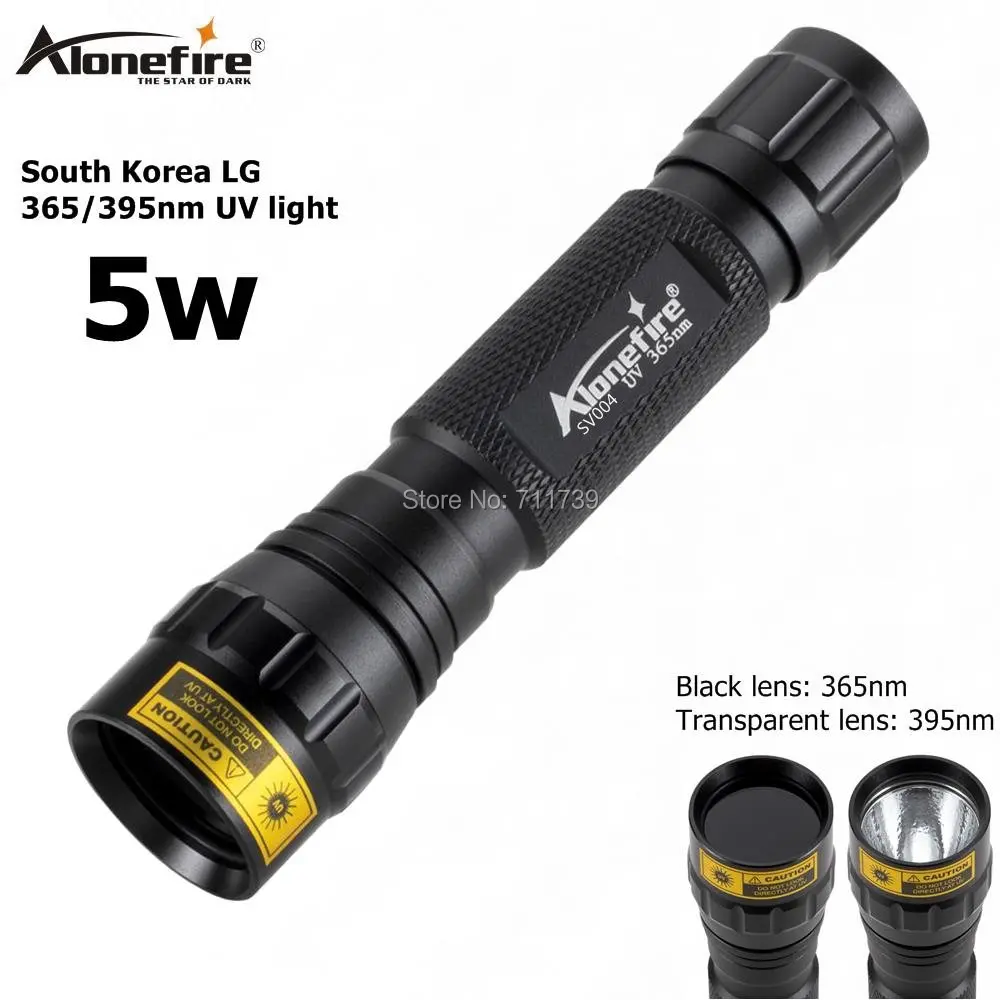 AloneFire SV004 LG ультрафиолетовый светильник 5 Вт высокой мощности 365nm/395nm УФ-вспышка светильник УФ-черный светильник детектор пятен мочи для домашних животных скорпион