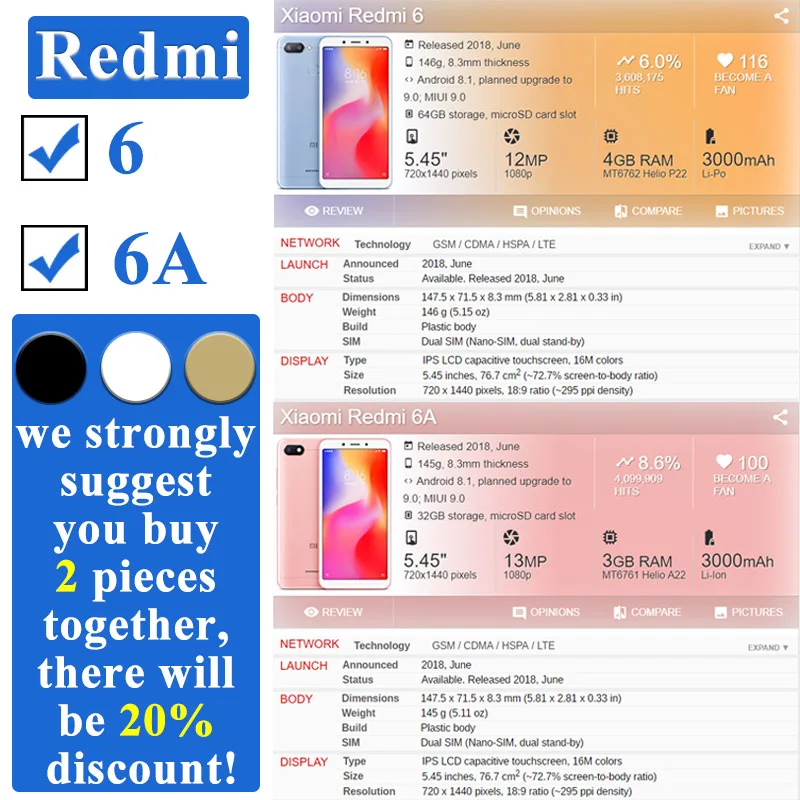 Стекло на Xio mi Red 6 для Xiao 6A Защитная пленка экрана Redme A6 закаленная Броня Ksio A
