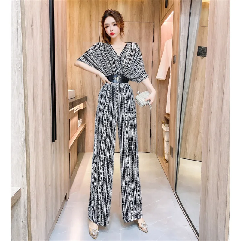 

Luxurious Rompers Womens Jumpsuit Floral Print One Piece Pants Design Office Lady Combinaison Femme Korean Style Salopette