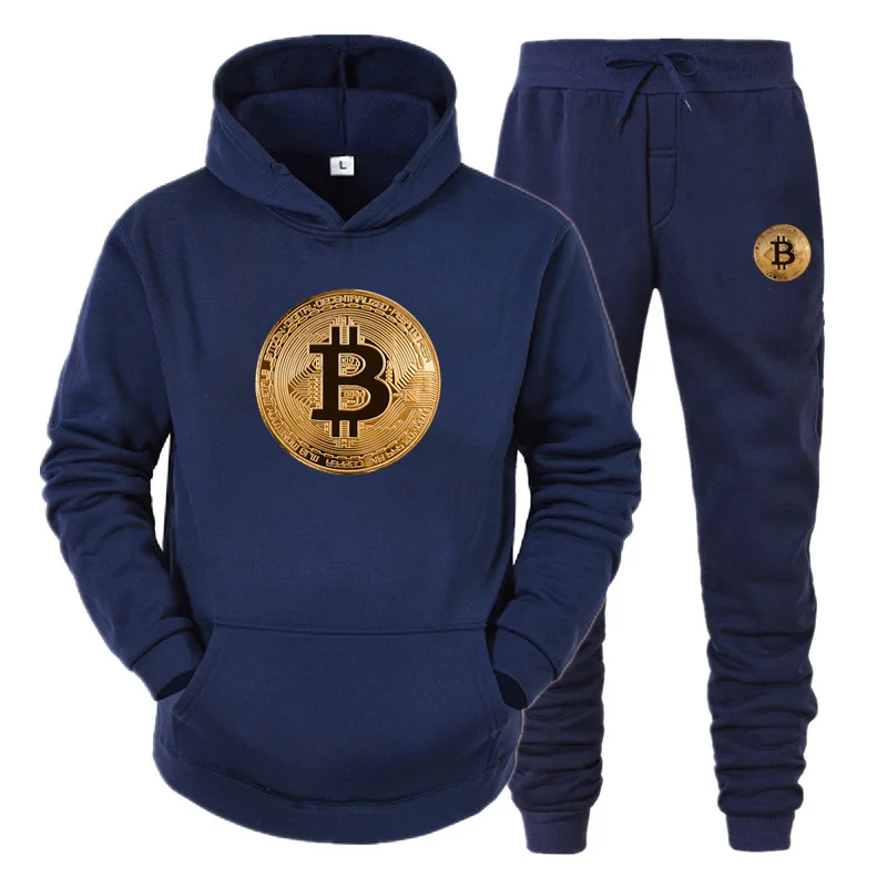 

Bitcoin Brand Harajuku Hoodie Set 2021 New Style Men's and Women's Fashion Long Sleeve + Long Pants Two-piece Casual Streetwear