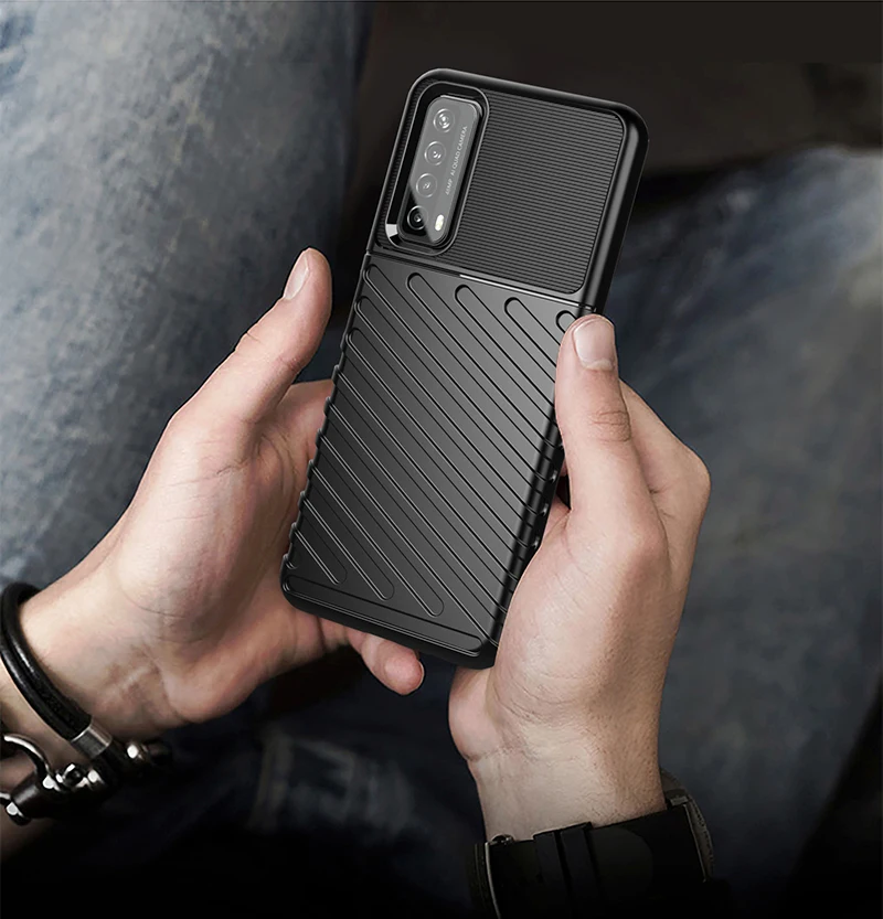 Rugged Fiber Shield Cover For Huawei P Smart 2021 Case Carbon Fiber Cover Huawei P Smart 2021 Case For Huawei P Smart 2021 Case