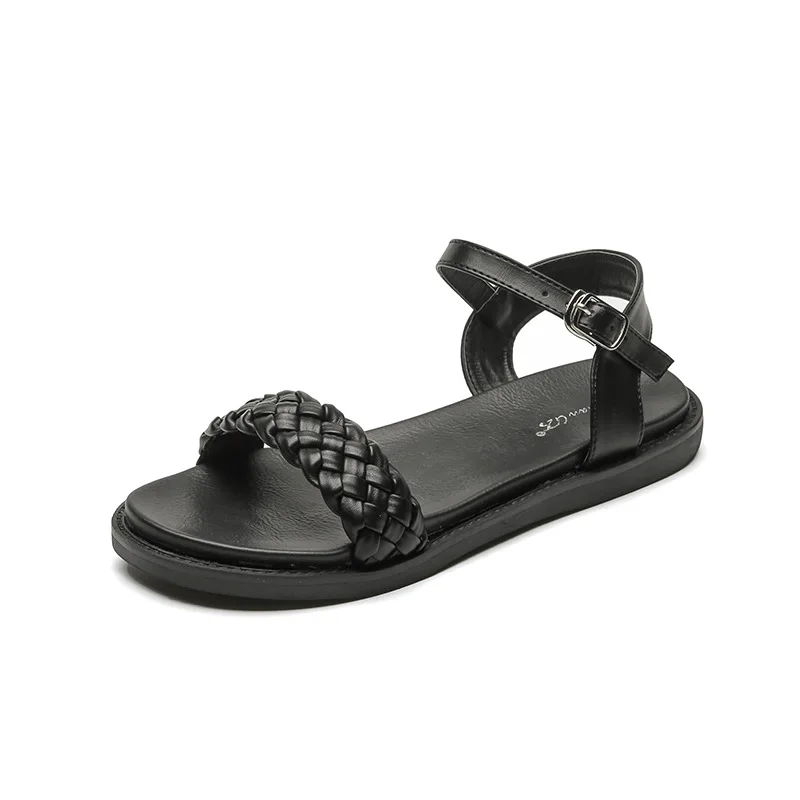 

Female Sandal Clear Heels Comfort Shoes for Women 2021 Summer Buckle Strap Girls Clogs Flat Gladiator New Beige Low Fashion Rubb