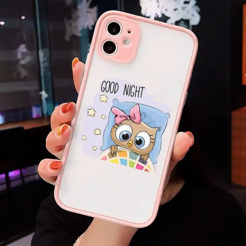 

Lovely Animal Owl Phone Cases matte transparent For iphone 7 8 11 12 plus mini x xs xr pro max cover