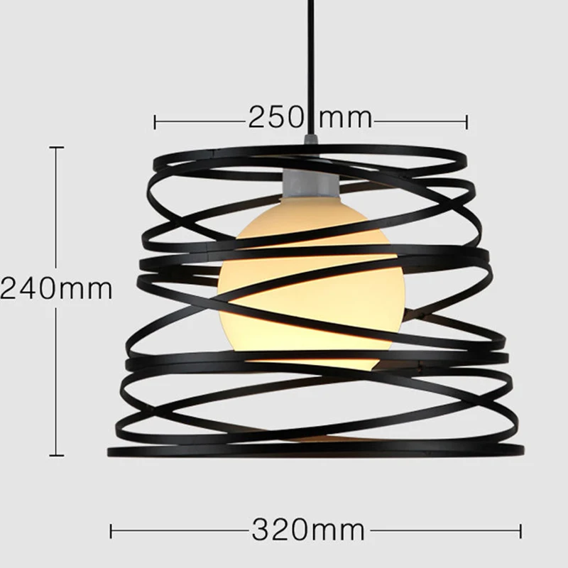 

LED Art Modern Form Pendant Lamp Iron Hanging Light Living room Bedroom Kitchen Cafe Dining room Lighting Using Spiral Lights
