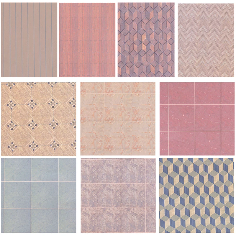 

1:12 DIY Doll House 29.5*21cm Kitchen Dining Room Bathroom Living Room Floor Wallpaper