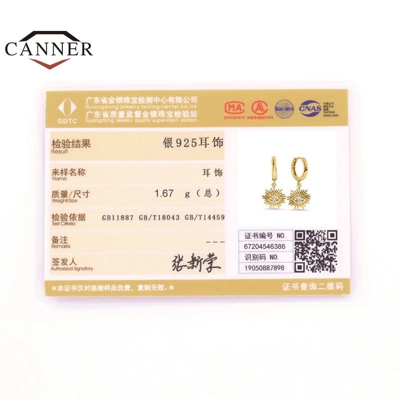 

CANNER 925 Sterling Silver Personality Eye Zircon Hoop Earrings For Women Gold Color Piercing Earring Earings Jewelry Pendientes