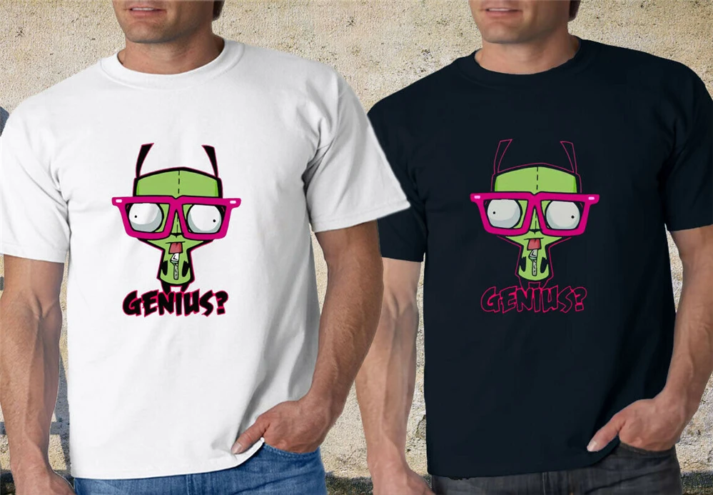 Новый Захватчик Зим Gir Genius логотип мужские черные и белые футболка уличная одежда