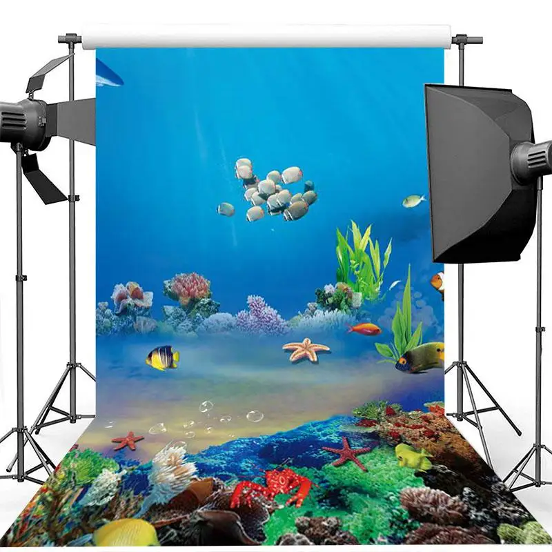 

Фон Nitree для фотосъемки с изображением подводного мира морских звезд морских водорослей рыб Сказочный фон для детской фотосъемки на день ро...