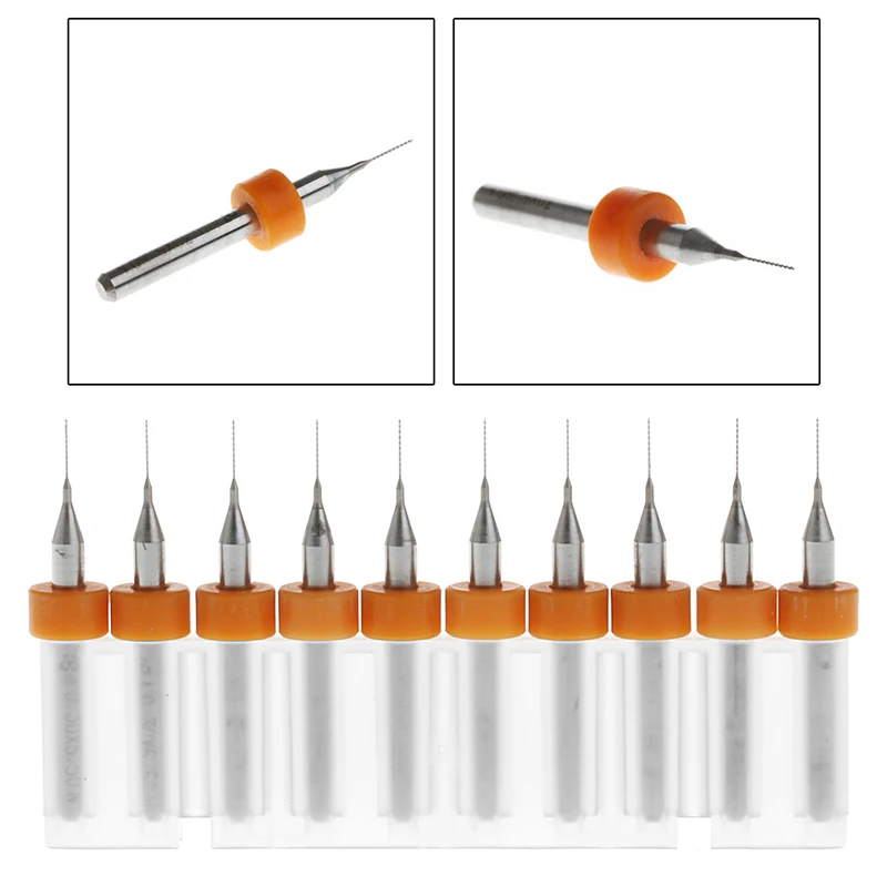 

New 10Pc 0.3mm Tip 1/8" Shank Spiral Flute Tungsten Carbide Micro PCB Drill Bits