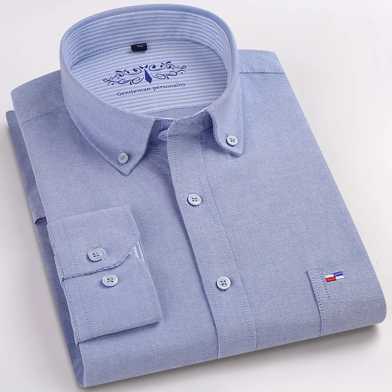 Рубашка мужская с длинным рукавом хлопок Повседневная приталенная Классическая