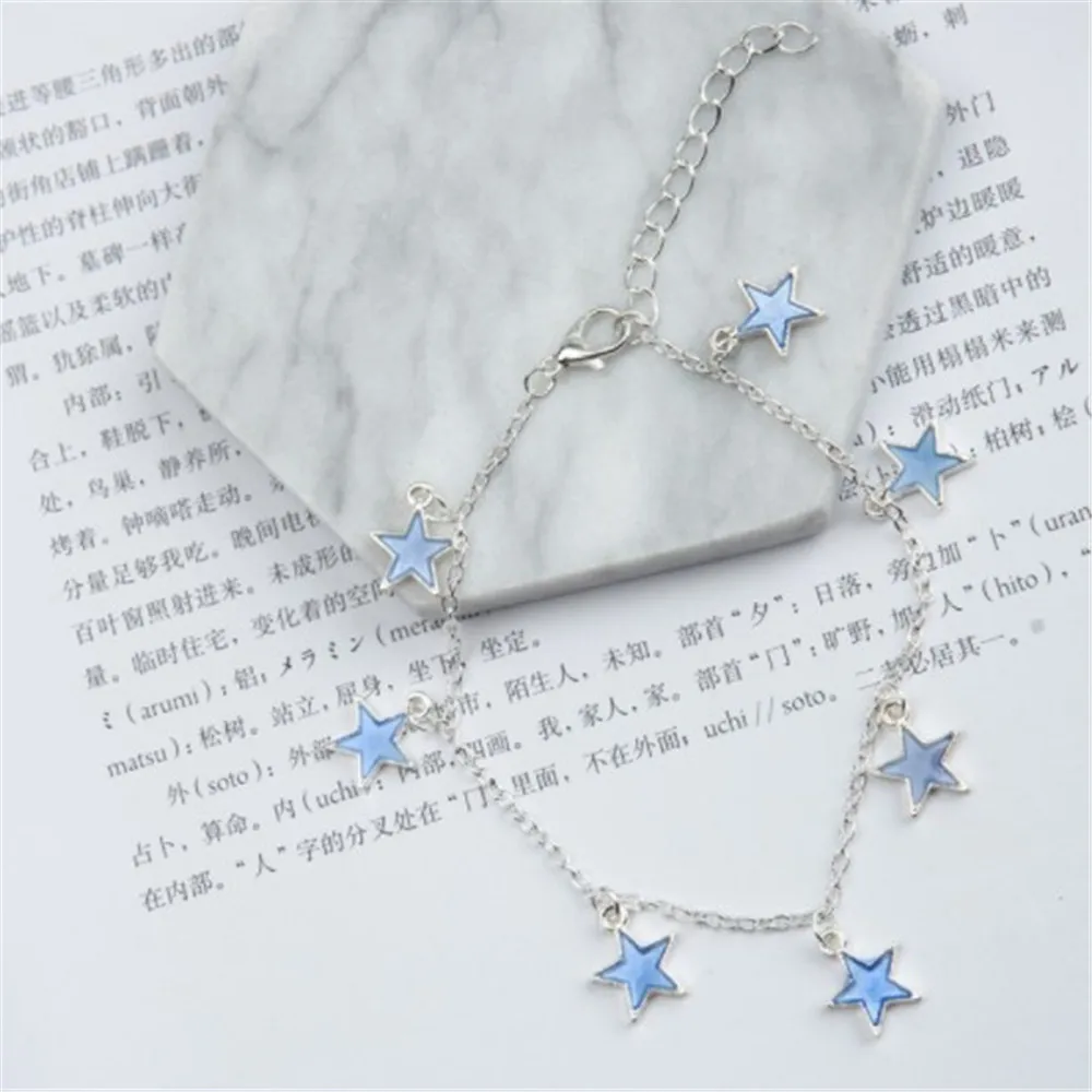 

Fashion Lady Beach Wind Blue Fluorescent Pentagram Fringe Luminous Bracelet Bangles 2019 New arrivals Novely Brancelets