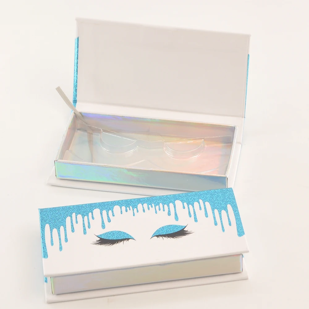 

50/pack Wholesale Lash Boxes Packaging Eyelash Box Package Custom Magnetic White Blue Mink Lashes Makeup Storage Case Vendors