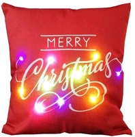 christmas throw pillow covers soft linen cushion cases with led lights for home living room bedroom office christmas decoration