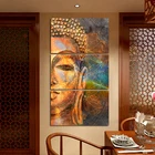 Картина на холсте, настенные картины, 3 шт., абстрактная золотая статуя Будды, плакаты и принты на холсте, домашний декор для гостиной