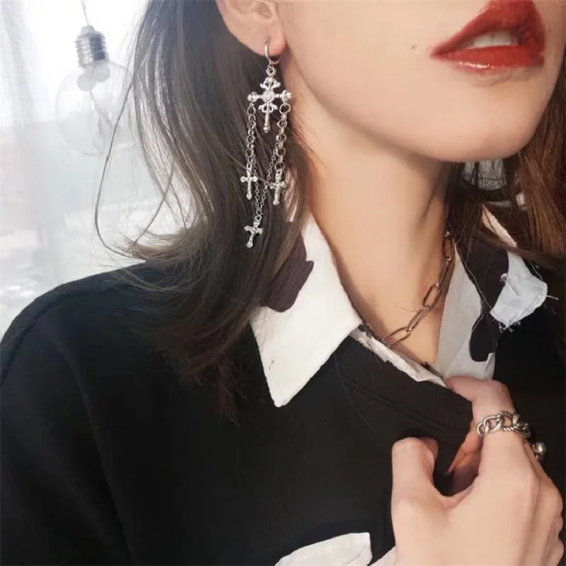 KingDeng Кисточкой Длинные Серьги Крест Золотой Цепи Крюк Персонализированные