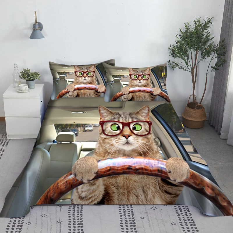 Комплект постельного белья с изображением спящего кота постельное белье из