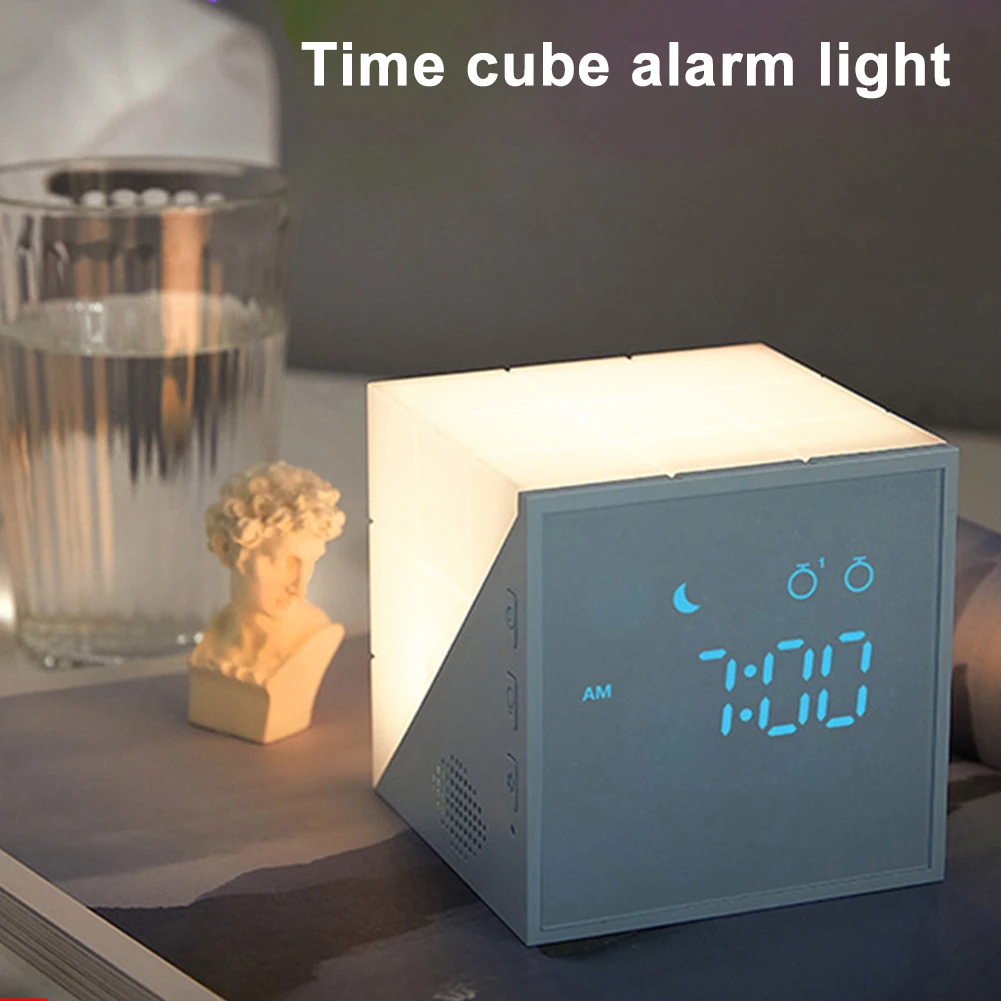 

Ночник с будильником и светодиодной подсветкой RGB, освещение для пробуждения с голосовой активацией и теплым белым светом, светодиодный прикроватный светильник с зарядкой от USB, 5 в постоянного тока