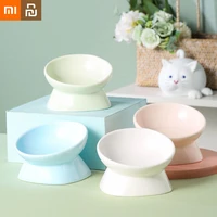 xiaomi pet food bowl water cat dog ceramics high footed oblique opening protect spine anti tipping asakuchi pet supplies youpin