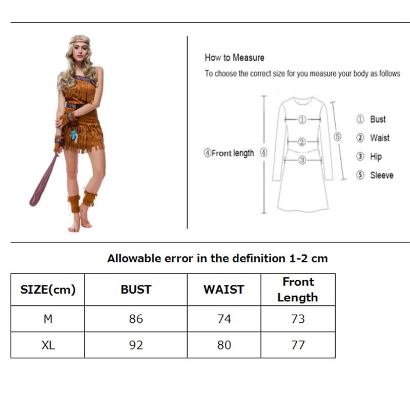 Женский карнавальный костюм на Хэллоуин дикарь индийская девушка наряд охотницы