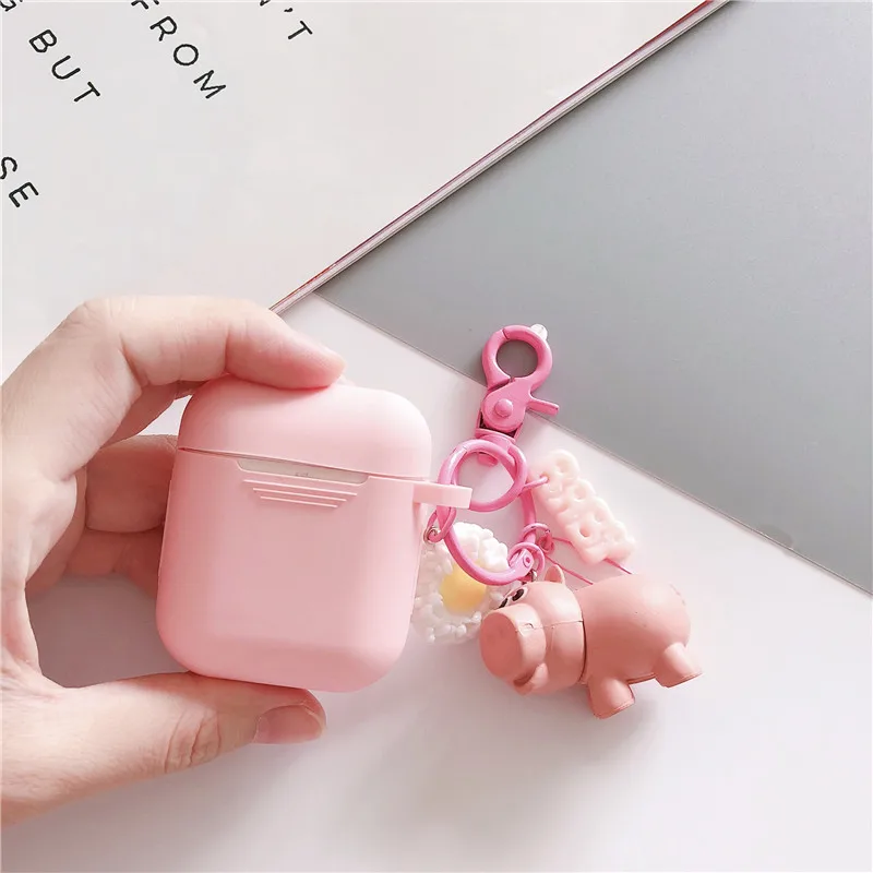 Розовый Милый силиконовый наушник чехол для AirPods История игрушек мультфильма брелок защитный противоударный чехол для Apple AirPods 2 аксессуары - Цвет: Розовый
