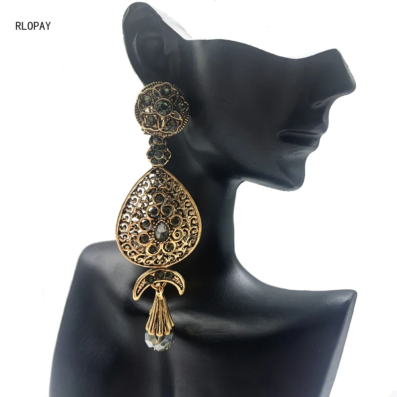 

Morocco Trendy Antique Gold Dangle Earrings Water Drop Ethnic Arabic Drop Earrings Turkish Bridal Earrings Set Drop Shipping