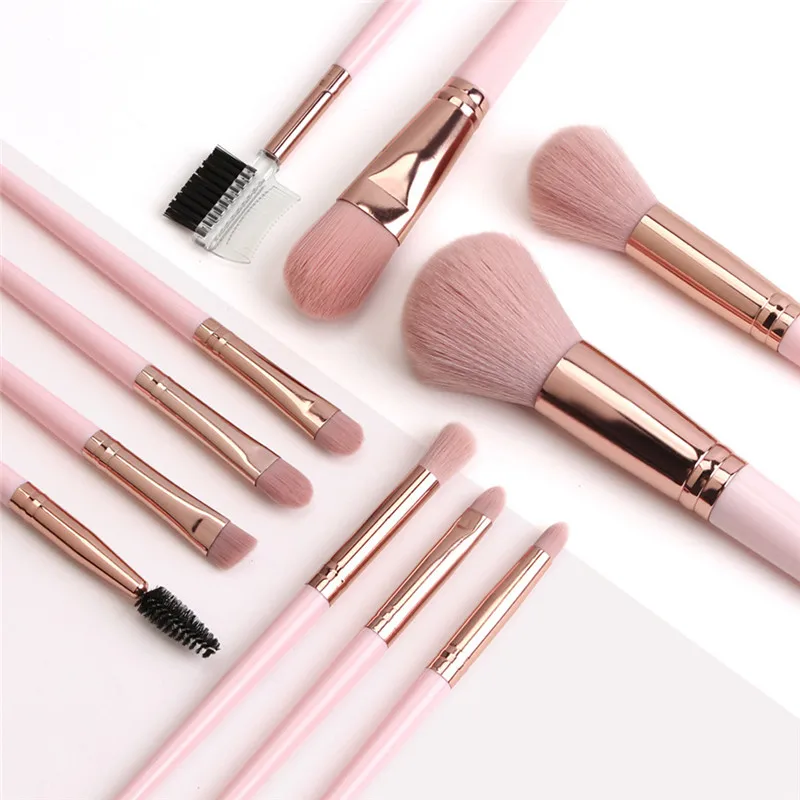 11 шт. розовый набор кистей для макияжа Хайлайтер глаз Косметическая Пудра основа