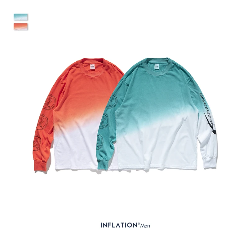 Мужская футболка INFLATION DESIGN красно белая с длинным рукавом и вырезом лодочкой
