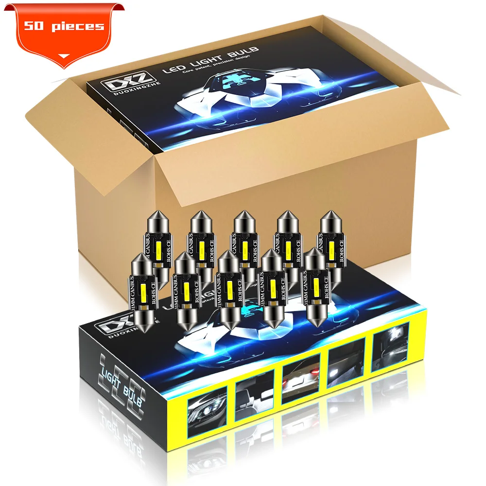 

Светодиодсветодиодный лампы DXZ C5W C10W, 50 шт., Canbus Festoon-36MM CSP 1860, без ошибок, для салона автомобиля, верхнее освещение, лампы для чтения, 12 В/24 В, 3 Вт...