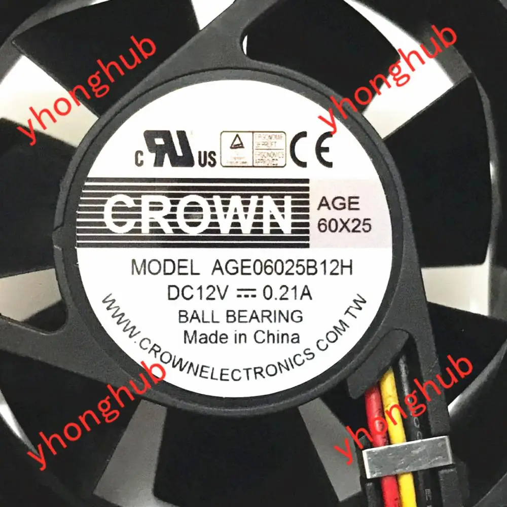Серверный охлаждающий вентилятор CROWN AGE06025B12H 12 В постоянного тока 0 21 А 60x60x25 мм|square